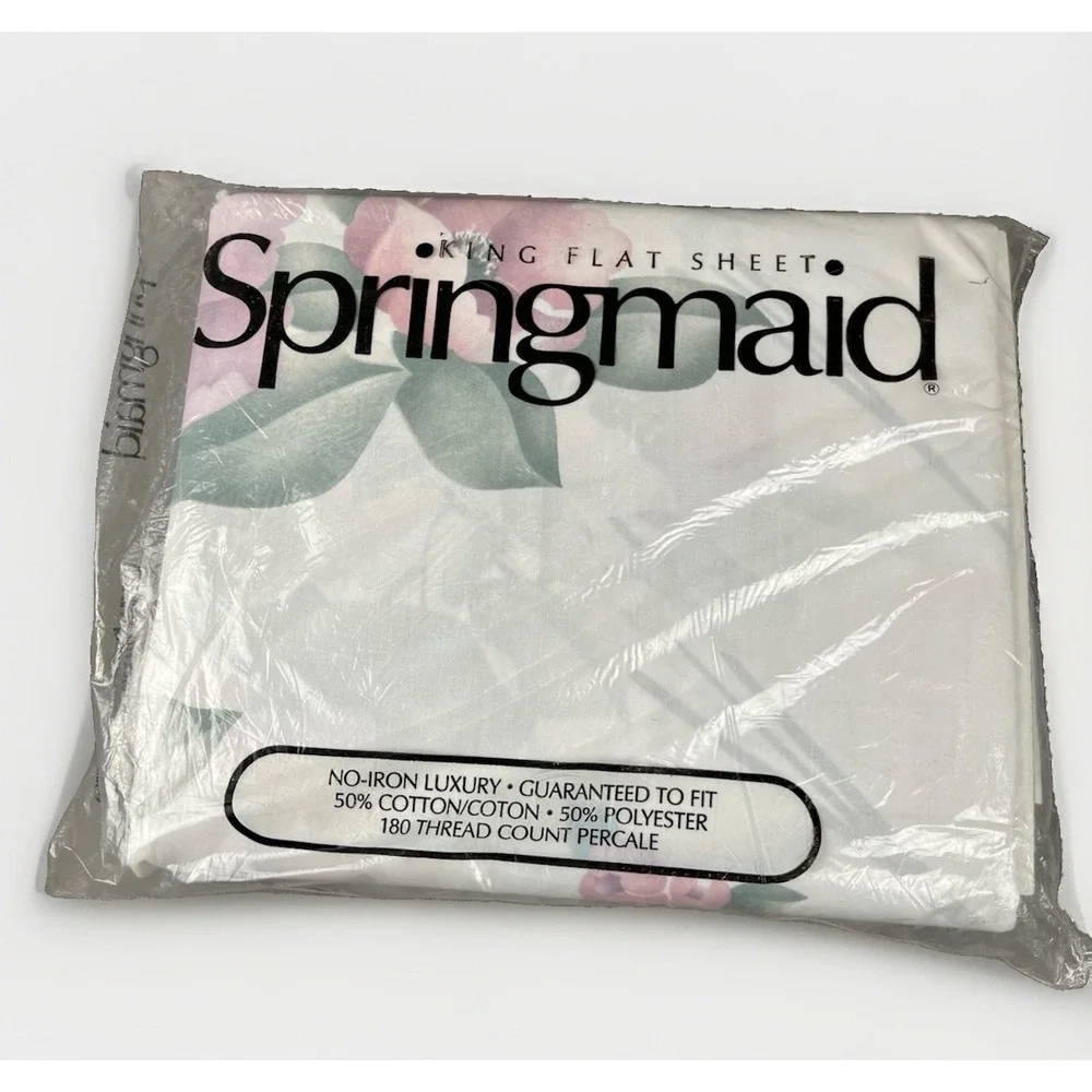 Vintage Springmaid King Lillique Rose Flat Sheet Factory Sealed Package
